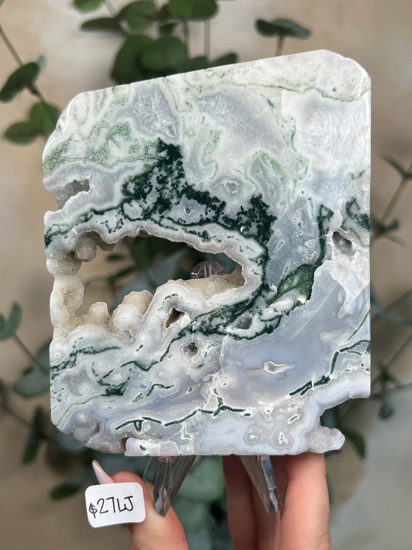 Moss Agate Slabs with Stands (6 options)